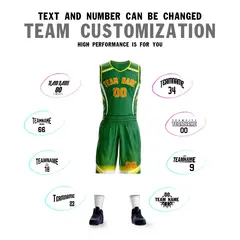 Kelly Green Orange-Gold Graffiti Points Element Basketball Jersey 4