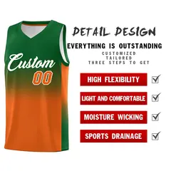 Kelly Green Orange Gradient Basketball Jersey Sports Uniform 2
