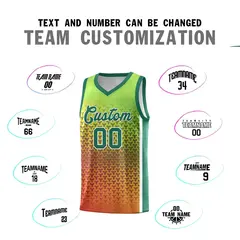 Kelly Green Orange Gradient Irregular Shapes Basketball Jersey 3