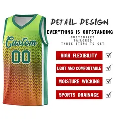Kelly Green Orange Gradient Irregular Shapes Basketball Jersey 4