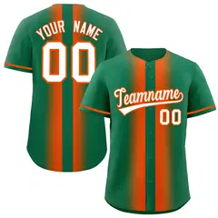 Kelly Green Orange Gradient Lapel Fashion Baseball Jersey 1