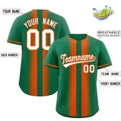 Kelly Green Orange Gradient Lapel Fashion Baseball Jersey 2