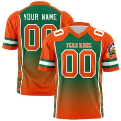 Kelly Green Orange Gradient Side Pattern Football Jersey