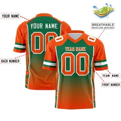 Kelly Green Orange Gradient Side Pattern Football Jersey 2