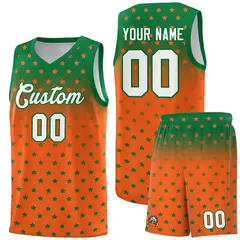 Kelly Green Orange Gradient Star Pattern Basketball Jersey Sets 1