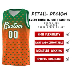 Kelly Green Orange Gradient Star Pattern Basketball Jersey Sets 2