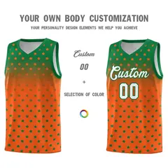 Kelly Green Orange Gradient Star Pattern Basketball Jersey Sets 3