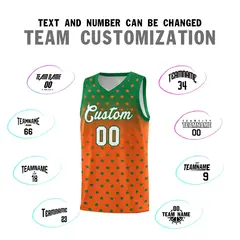 Kelly Green Orange Gradient Star Pattern Basketball Jersey Sets 4