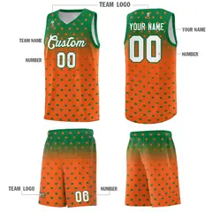 Kelly Green Orange Gradient Star Pattern Basketball Jersey Sets 5