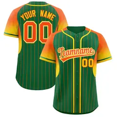 Kelly Green Orange Gradient Stripe Sleeves Baseball Jersey
