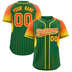 Kelly Green Orange Gradient Stripe Sleeves Baseball Jersey 1
