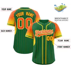 Kelly Green Orange Gradient Stripe Sleeves Baseball Jersey 2