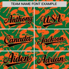 Kelly Green Orange Graffiti Pattern Baseball Jersey 3