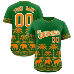 Kelly Green Orange Graffiti Pattern Bossinia Baseball Jersey 1