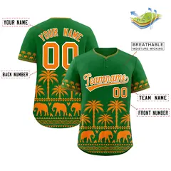 Kelly Green Orange Graffiti Pattern Bossinia Baseball Jersey 2