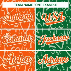 Kelly Green Orange Graffiti Pattern Split Letterman Bomber Baseball Jacket 5