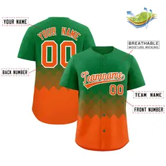 Kelly Green Orange Grid Blur Pattern Baseball Jersey 2