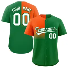Kelly Green Orange Half Gradient Authentic Baseball Jersey 1