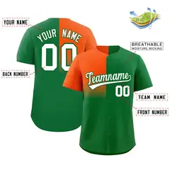 Kelly Green Orange Half Gradient Authentic Baseball Jersey 2
