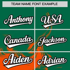 Kelly Green Orange Ink Pattern Authentic Baseball Jersey 3