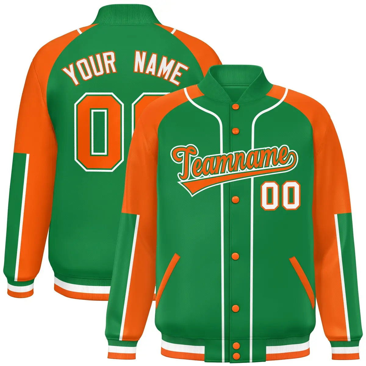 Kelly Green Orange-Kelly Green Raglan Letterman Jacket