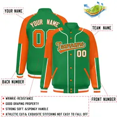 Kelly Green Orange-Kelly Green Raglan Letterman Jacket 2