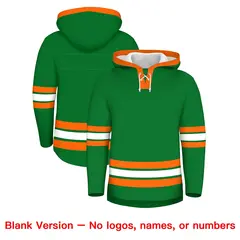 Kelly Green Orange Lace-Up Neck Hockey Hoodie Classic Style 7