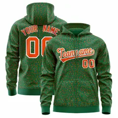 Kelly Green Orange Leopard Print Varsity Letterman Jacket Hoodie 1