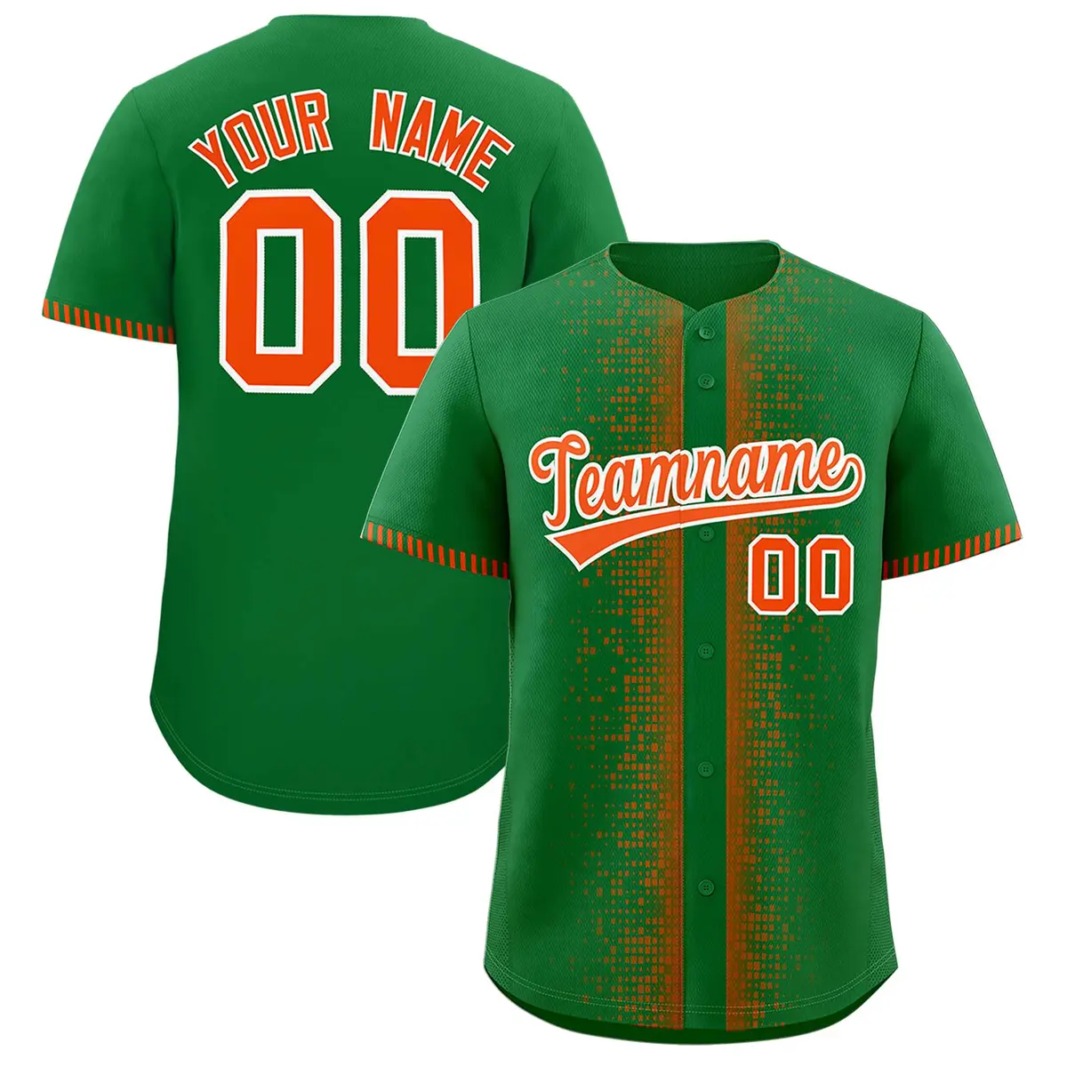 Kelly Green Orange Phonetic Rhythm Authentic Baseball Jersey