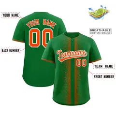 Kelly Green Orange Phonetic Rhythm Authentic Baseball Jersey 2