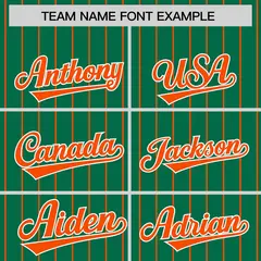 Kelly Green Orange Pinstripe Raglan Full-Snap Letterman Baseball Jacket 3