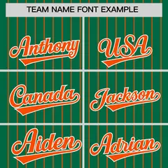 Kelly Green Orange Pinstripe Two-Tone Baseball Jersey 3