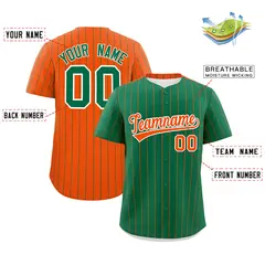 Kelly Green Orange Pinstripe Two-Tone Baseball Jersey 2
