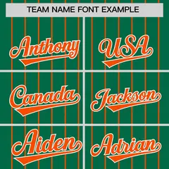 Kelly Green Orange Pinstripe Two-Tone Baseball Jersey 3