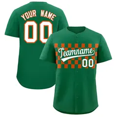 Kelly Green Orange Plaid Fashion Authentic Baseball Jersey 1