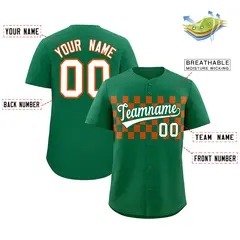 Kelly Green Orange Plaid Fashion Authentic Baseball Jersey 2