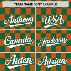 Kelly Green Orange Plaid Fashion Authentic Baseball Jersey 3