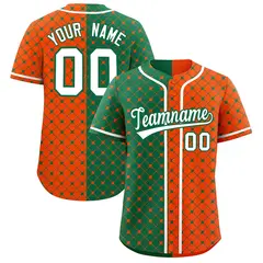 Kelly Green Orange Plaid Split Authentic Baseball Jersey