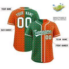 Kelly Green Orange Plaid Split Authentic Baseball Jersey 2