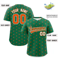 Kelly Green Orange Polka Dot Graffiti Baseball Jersey 2