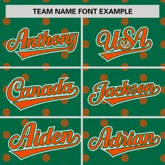 Kelly Green Orange Polka Dot Graffiti Baseball Jersey 3