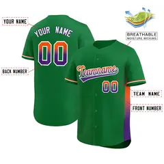 Kelly Green Orange-Purple Gradient Side Baseball Jersey 2