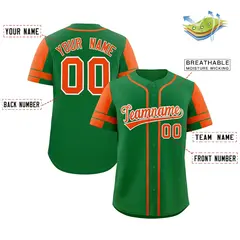 Kelly Green Orange Raglan Sleeves Authentic Baseball Jersey 2
