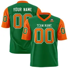 Kelly Green Orange Raglan Sleeves Authentic Football Jersey