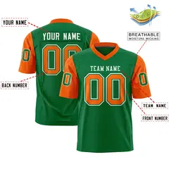 Kelly Green Orange Raglan Sleeves Authentic Football Jersey 2