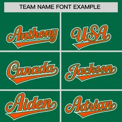 Kelly Green Orange Raglan Sleeves Contrast Baseball Jersey 3