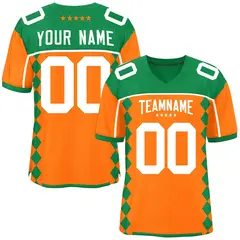 Kelly Green Orange Side Blocks Raglan Football Jersey