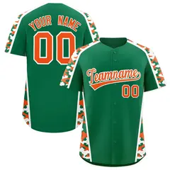 Kelly Green Orange Side Camo Baseball Jersey 1