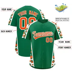 Kelly Green Orange Side Camo Baseball Jersey 2
