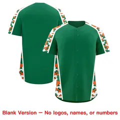Kelly Green Orange Side Camo Baseball Jersey 7